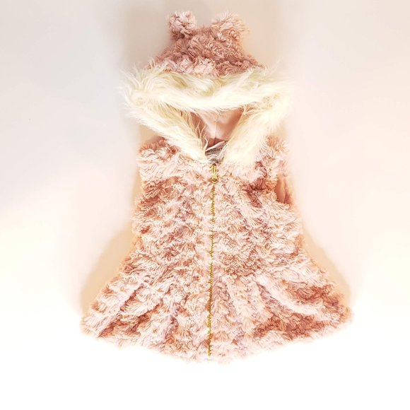 Little Lass Other - 😃 2 for $20!! Pink Teddy Vest with Hood + Gold Zipper